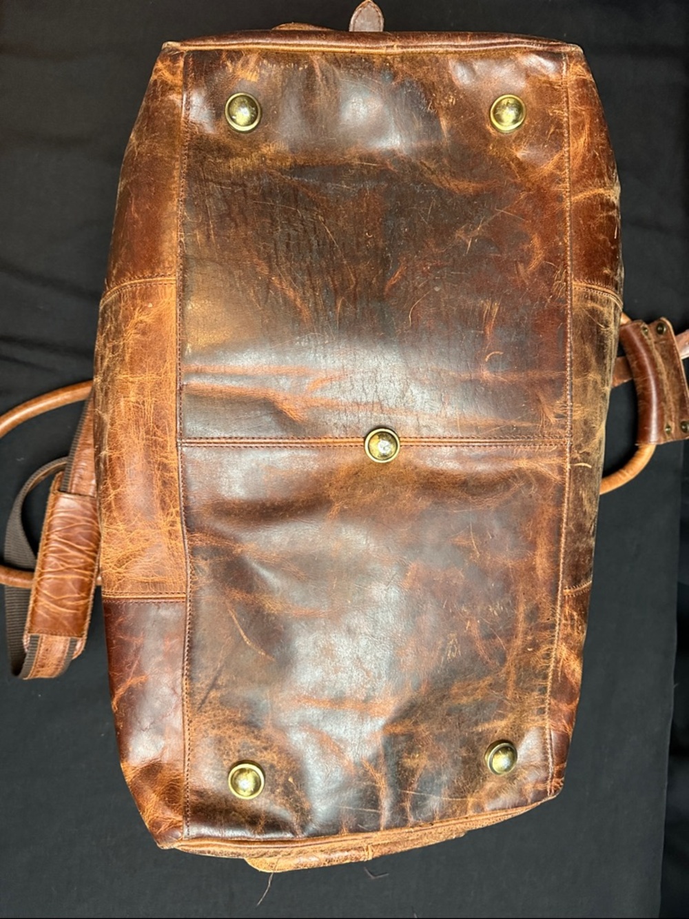 Classic Brown Leather Weekender Duffel Bag - Men - Picture 10 of 12